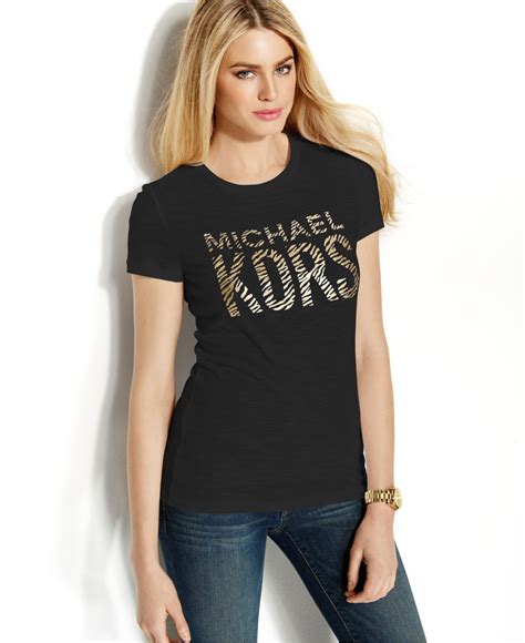 michael kors shirt black and gold logo|michael kors black shirt women.